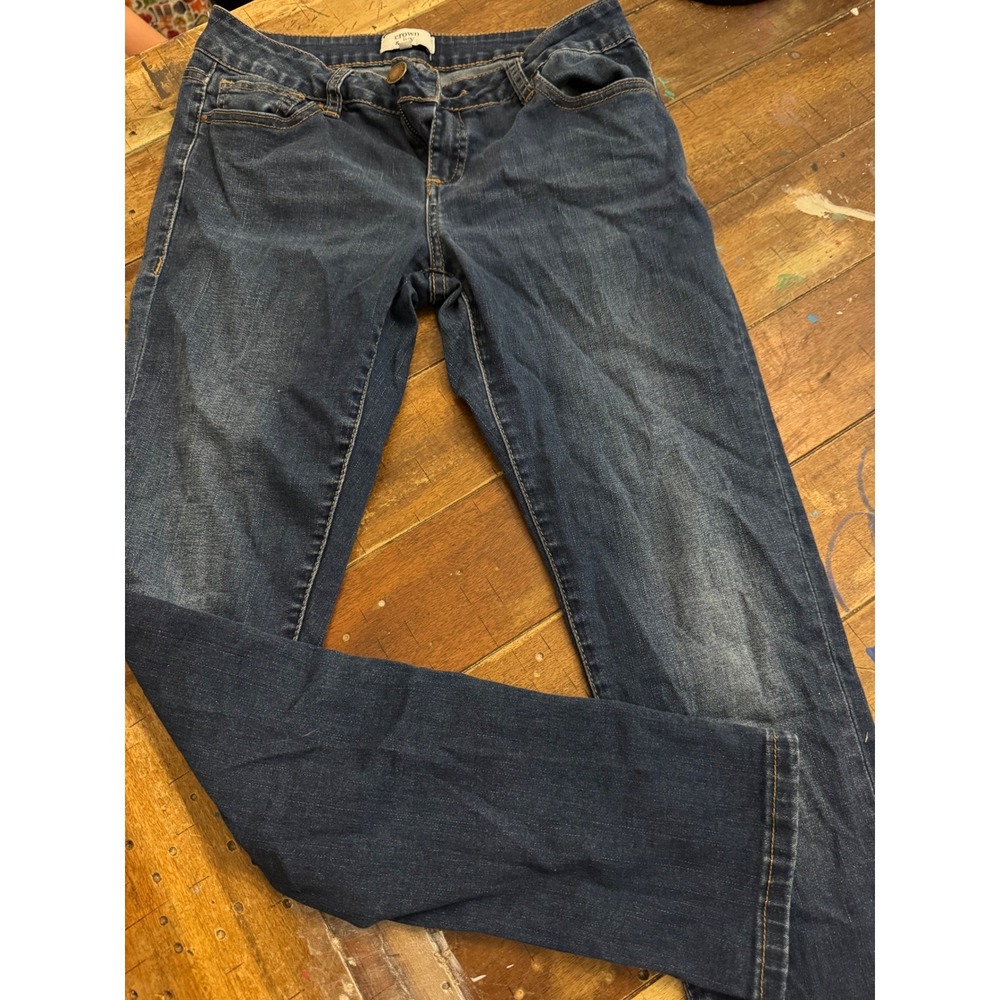 Crown & Ivy Womens Dark Wash Skinny Jeans Size 4 Mid Rise Stretch Denim